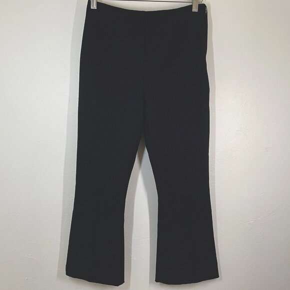 A.L.C. Pants Drew Size 4 Black Front Seam Crop Flare Knit Stretchy Kick Flare - Picture 2 of 11